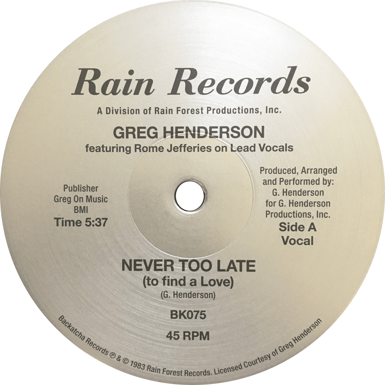 Never Too Late (New 12")