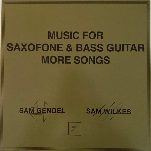 Music For Saxofone & Bass Guitar More Songs (New LP)