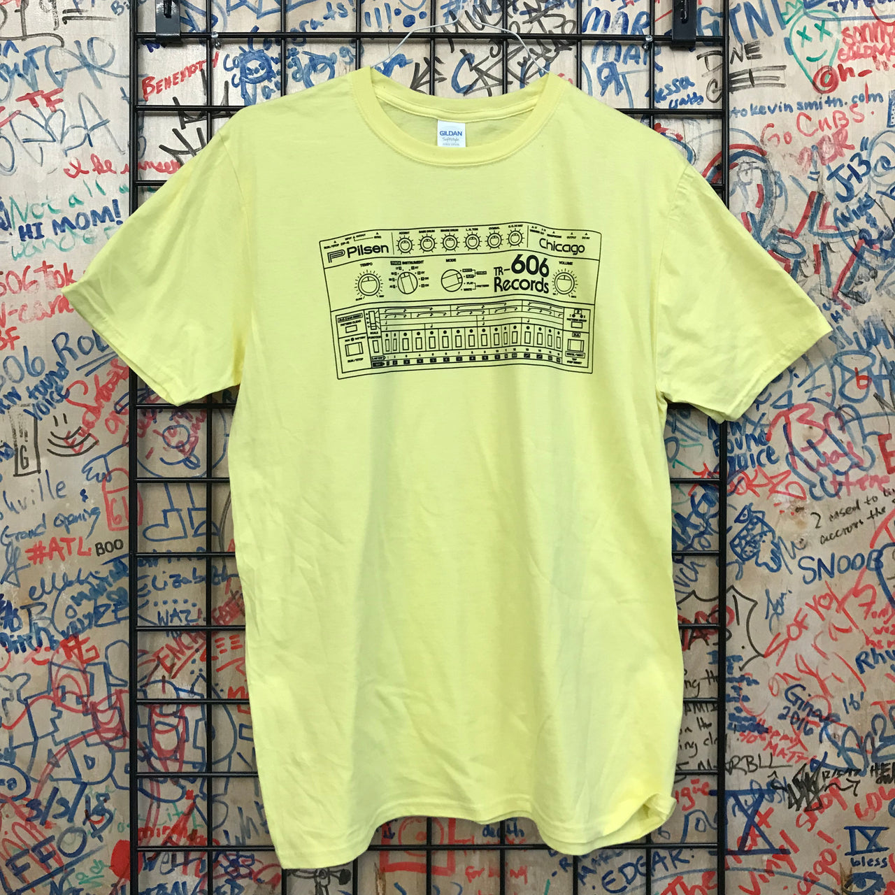 606 Records - Drum Machine Shirt (Black On Yellow)